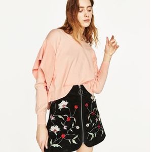 Zara Knit Peach Side Frill Sweater